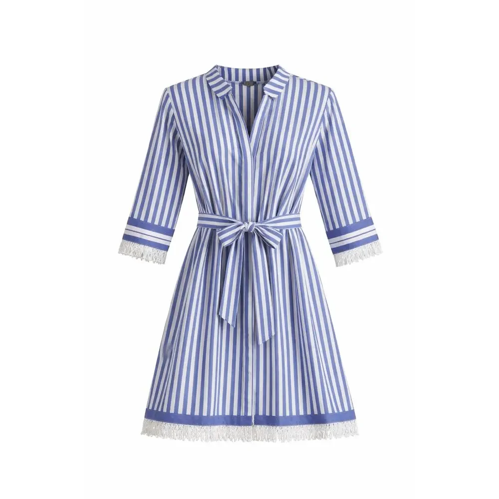 J.Crew Blue White Stripe Tie Waist Shirt Dress‎ Size 0 Coastal Summer Tunic
